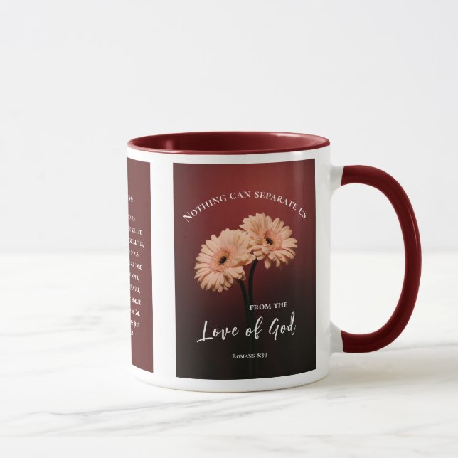 Mug Romains 8 38-39 Amour de Dieu Bible Verse Rose Flo (Droite)