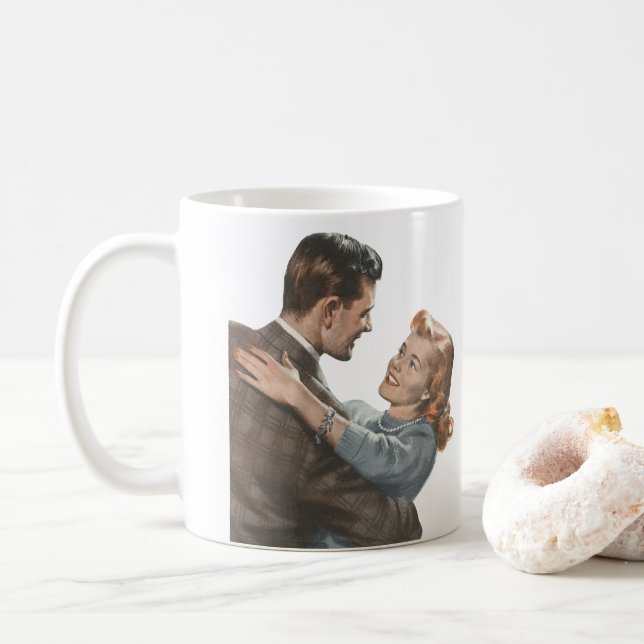Mug Romance d'amour vintage des jeunes mariés, dansons (Avec donut)