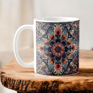 Mug Romance Sombre Bourgogne Art Déco Floral Été