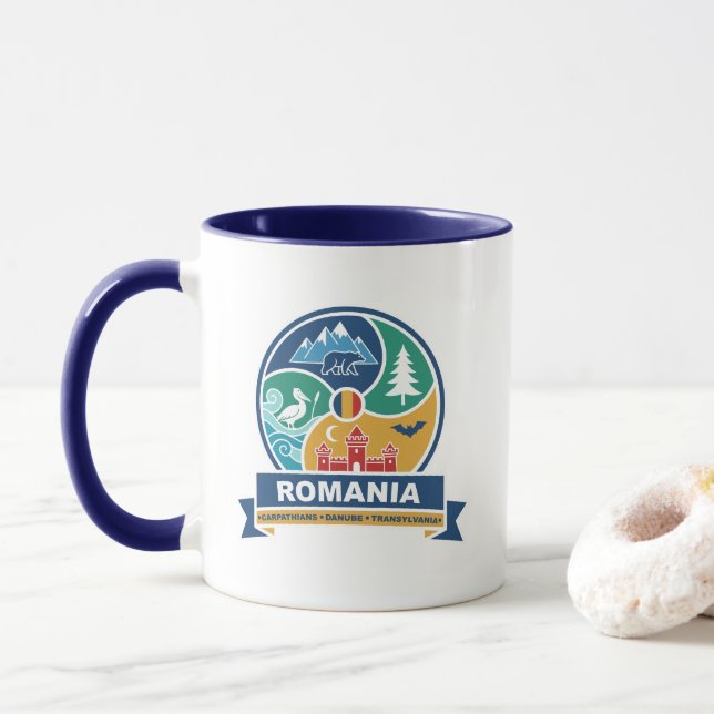 Mug Romania Carpathians Danube Transylvania (Avec donut)