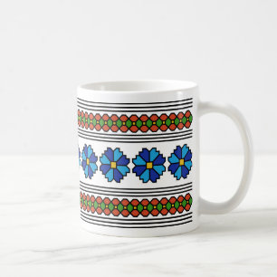 Mug romanie motif d'art populaire symbole de fleur chi