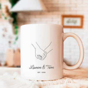 Mug Romantic Calligraphy Hand In Hand Couple Names 