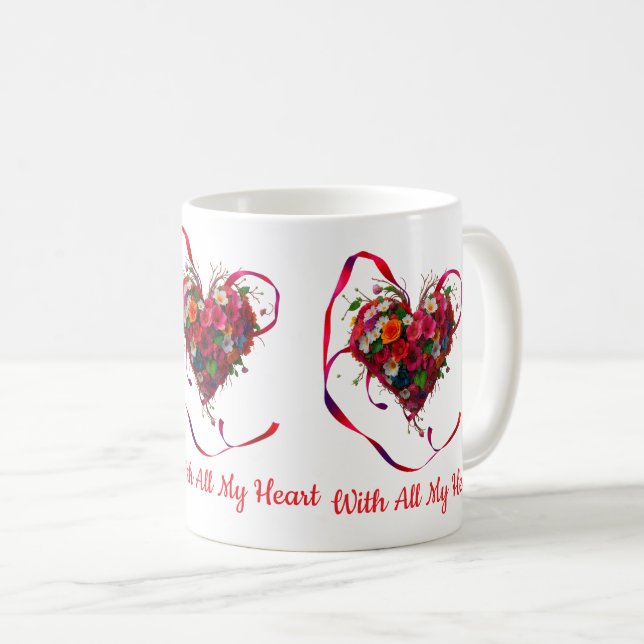 Mug Romantic Floral Heart (Devant droit)