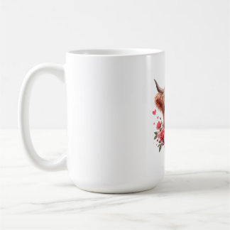 Mug Romantic Highland Cow with Roses and Hearts – Whim