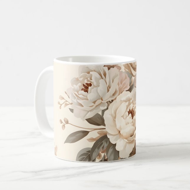Mug Romantic Vintage Floral Bouquet Pattern (Devant gauche)