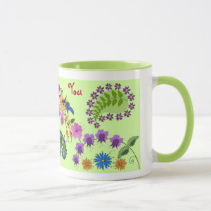 Mug romantique avec inséparables et texte personna