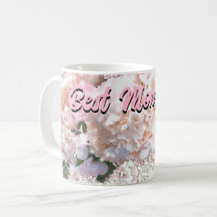 Mug Romantique blanc dentelle hydrangée rose roses mam