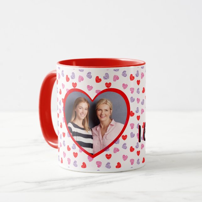 Mug Romantique Coeur Rouge Photo personnalisée Café de (Devant gauche)
