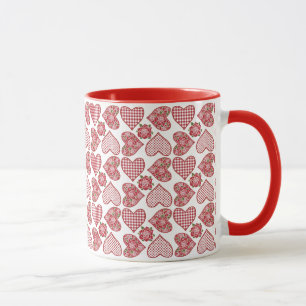 Mug Romantique, Coeurs sur Arrière - plan blanc