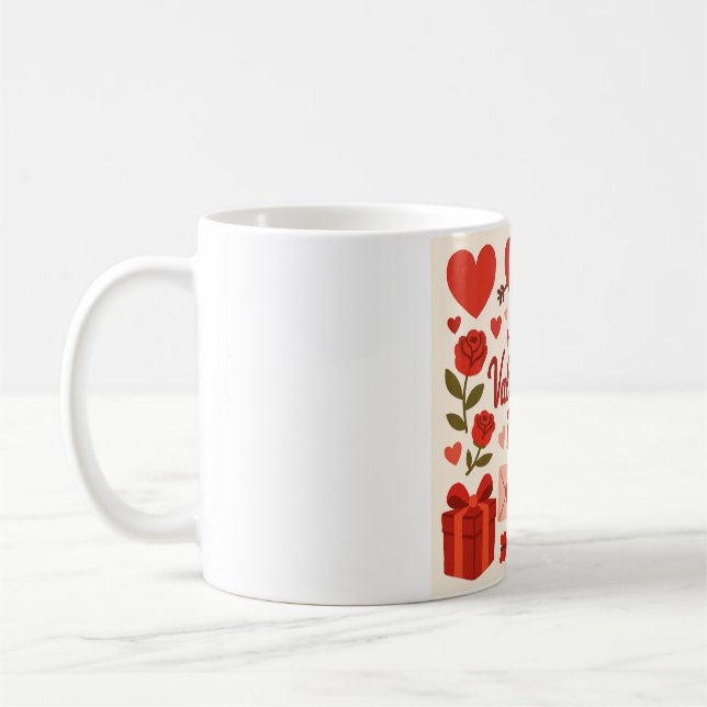 Mug romantique de la Saint-Valentin – Cœurs, roses (Gauche)