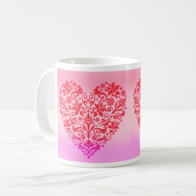 Mug Romantique deux coeurs rouges (Devant gauche)