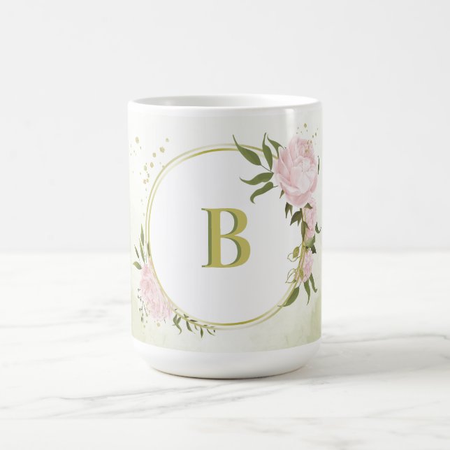 Mug romantique fleurs roses verdure (Centre)