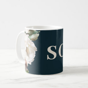 Mug Romantique foncé avec initiales florales peintes c