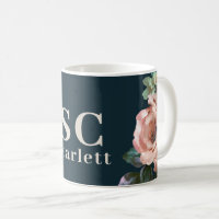 Romantique foncé peint initiales florales cadeau é