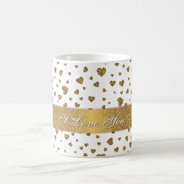 Mug Romantique "I Love You" en or faux coeur de partie (Centre)