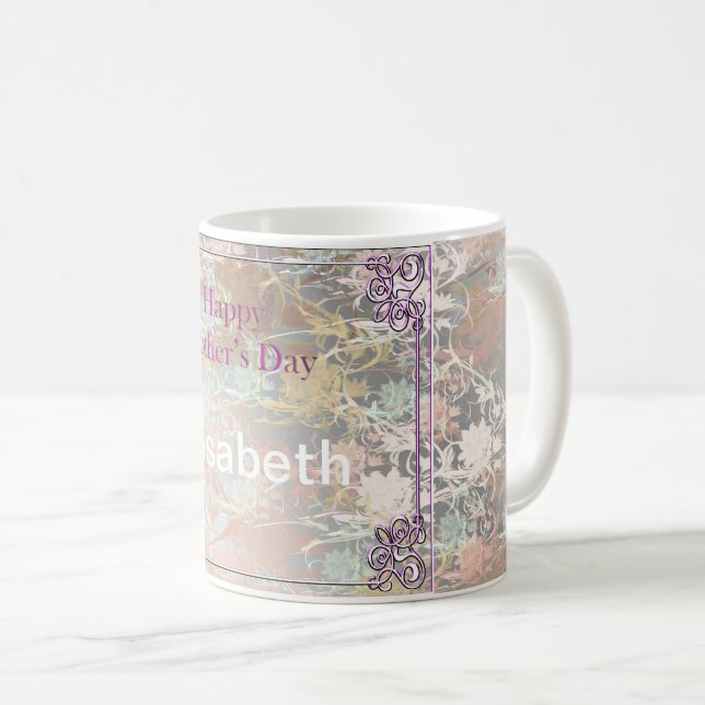 Mug Romantique, or, sarcelle,, aquarelle, chic, floral (Devant droit)