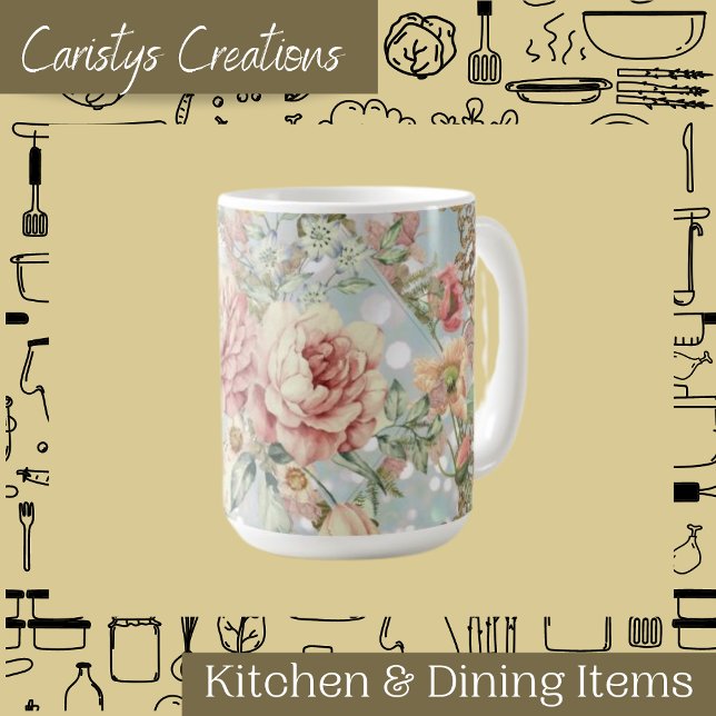 Mug Romantique Pastel Florals Blues (Créateur téléchargé)