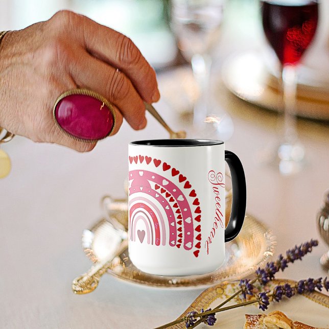 Mug Romantique Rainbow Valentines balayer amoureux (Romantic Rainbow Valentines Sweeping Sweetheart Mug)