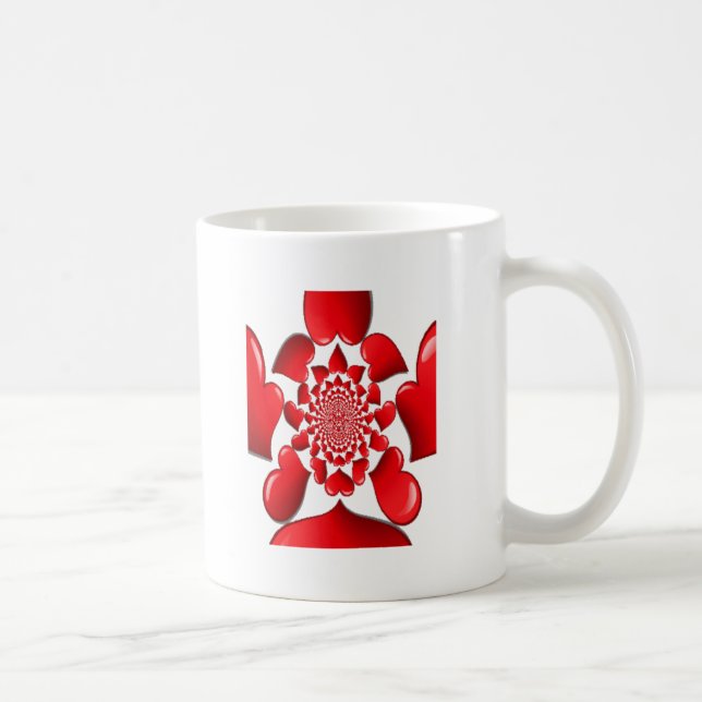 Mug Romantique Red Hearts Art Motif Imprimer (Droite)