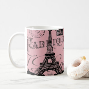 Mug romantique rose vintage paris tour eiffel