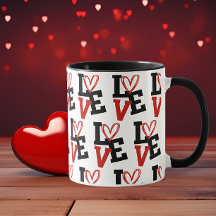 Mug Romantique rouge et noir Motif Love Design