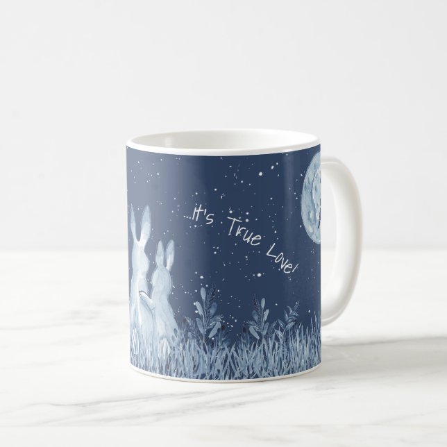 Mug Romantique Snuggle Bunny Amour Bleu Lune Personnal (Devant droit)