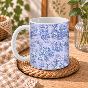 Mug Romantique Vintage Bleu Violet Toile de Jouy