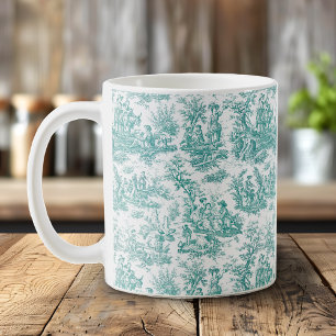 Mug Romantique Vintage Turquoise Toile Campagne França