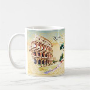 Mug Rome au coucher du soleil – Art à l'aquarelle pour