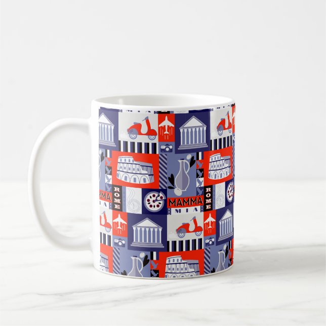 Mug Rome city seamless decorative pattern design. Trav (Gauche)