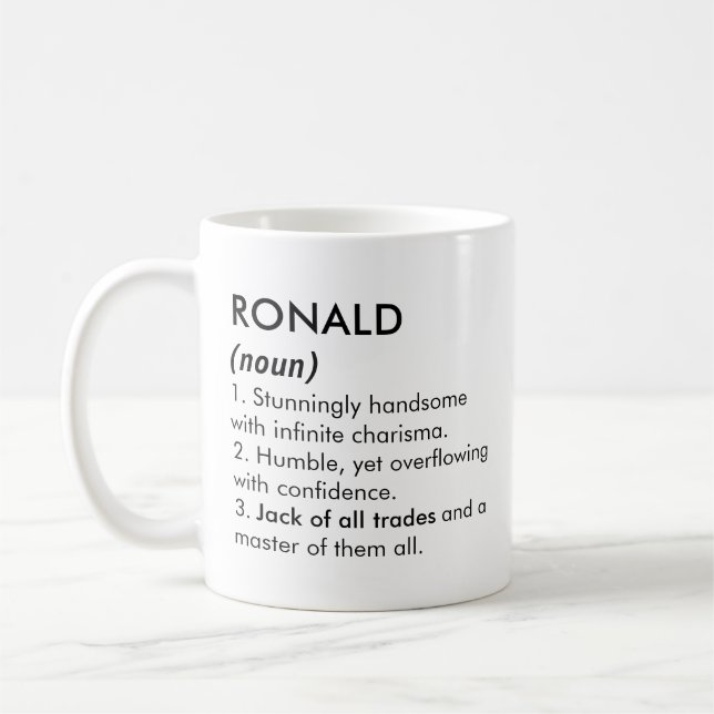 Mug Ronald nom, Nom éditable, Nom personnalisé (Gauche)