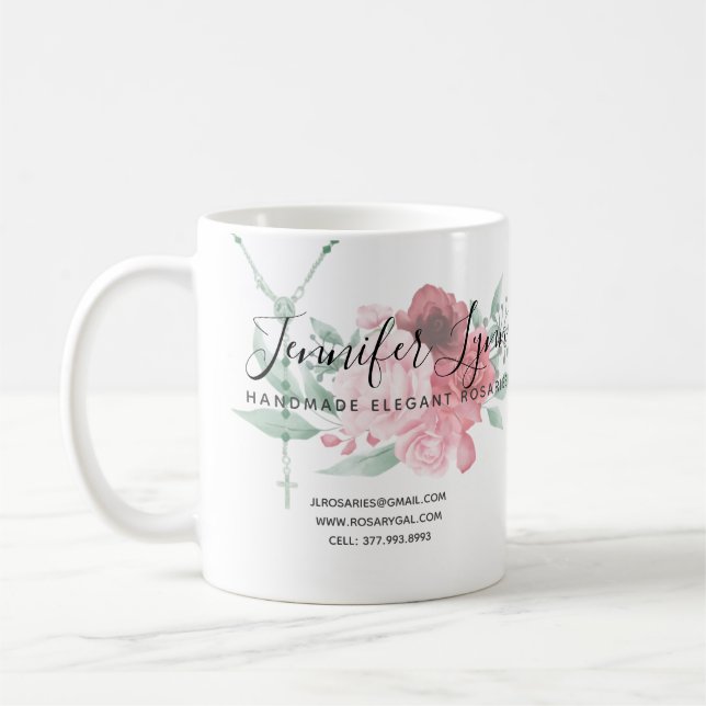 Mug Rosaire catholique Rose Religieux Floral Business (Gauche)