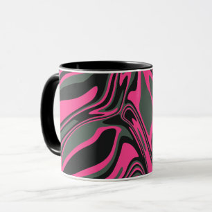 Mug Rose Abstrait, vert foncé et noir