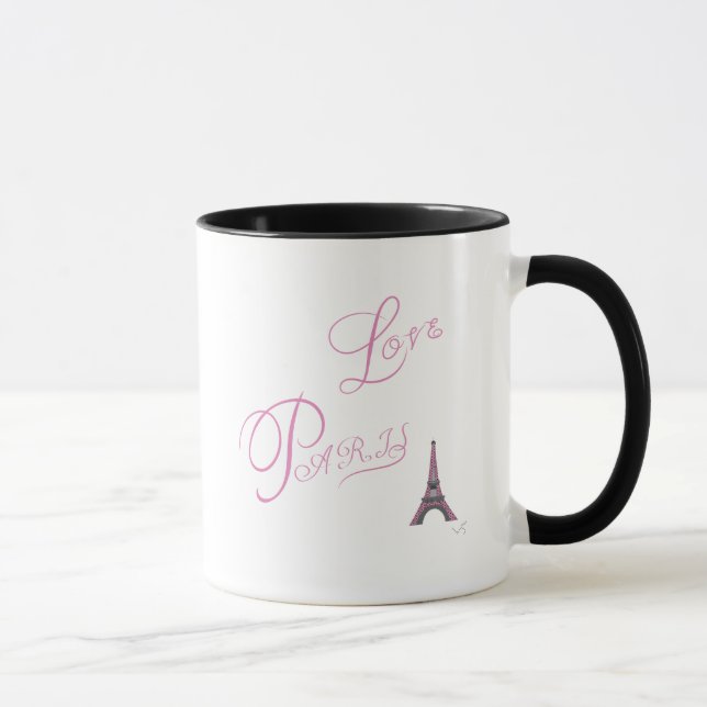 Mug Rose-Amour-Paris-Tour-Eiffel-Unique (Droite)