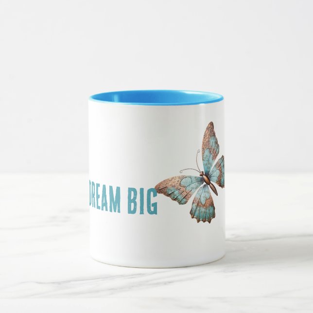 Mug Rose Aqua Blue Rouille Or Rêve Papillon (Centre)