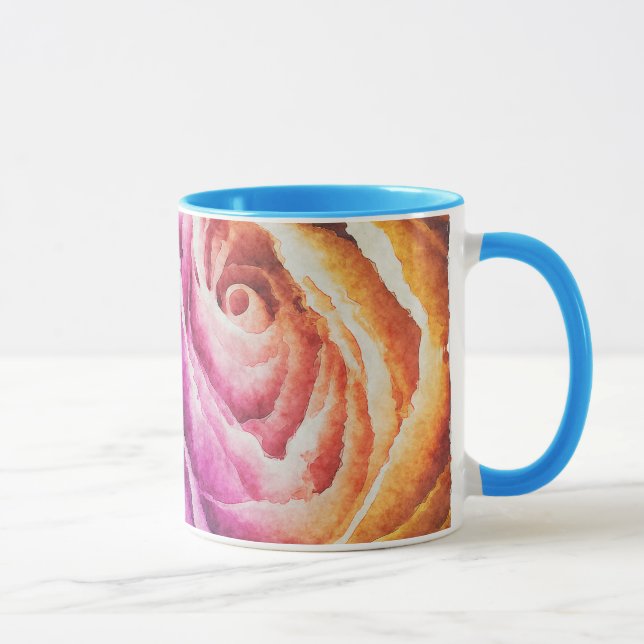 Mug Rose arc-en-ciel aquarelle (Droite)