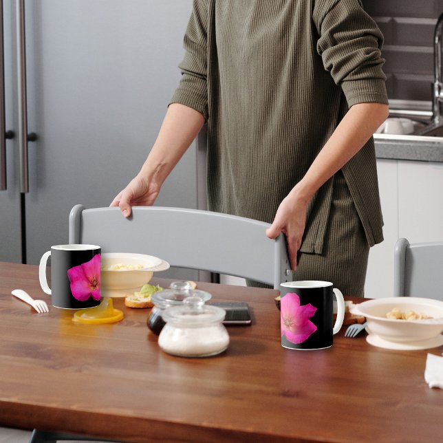 Mug  Rose aux feutres (A breakfast table with two mugs ornated with a beautiful pink felt pen rose by fantabuloustef.)