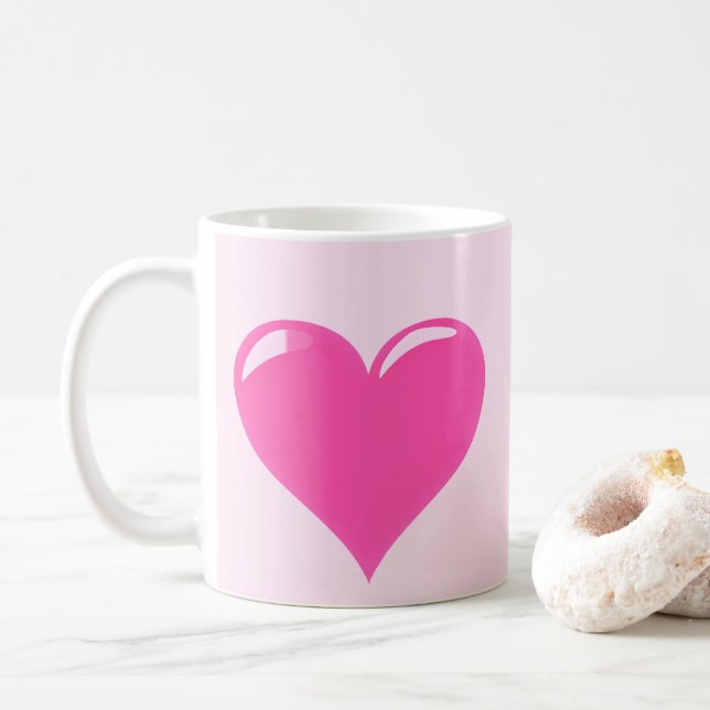Mug rose avec coeur (Avec donut)