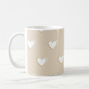 Mug Rose blanc Beige mignon Motif de coeur simple