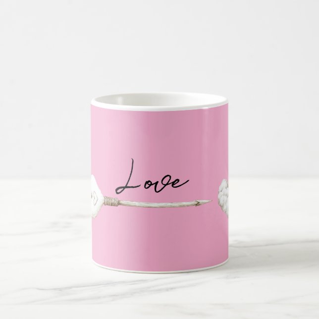 Mug Rose Blanc Coeur Cloud Flèche d'amour (Centre)