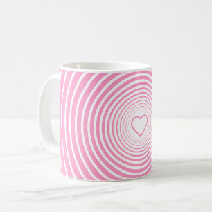 Mug rose blanc rayé avec coeur ou choisir des coul