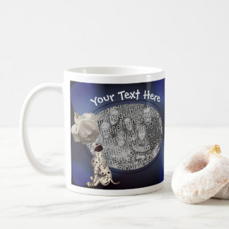 Mug Rose blanche chienne dalmate photo personnalisée
