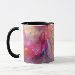 MUG ROSE BLEU ABSTRAIT AVEC ROUGE