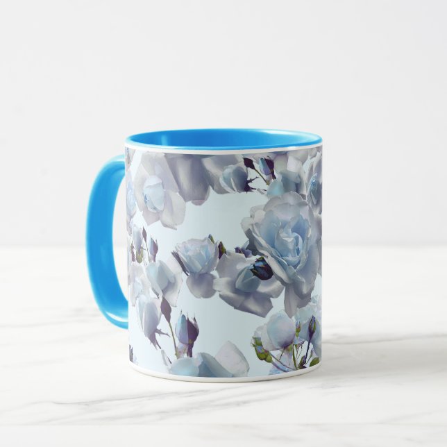 Mug Rose Bleu, Mug Bleu, Coupe Bleue, Coupe Rose (Devant gauche)