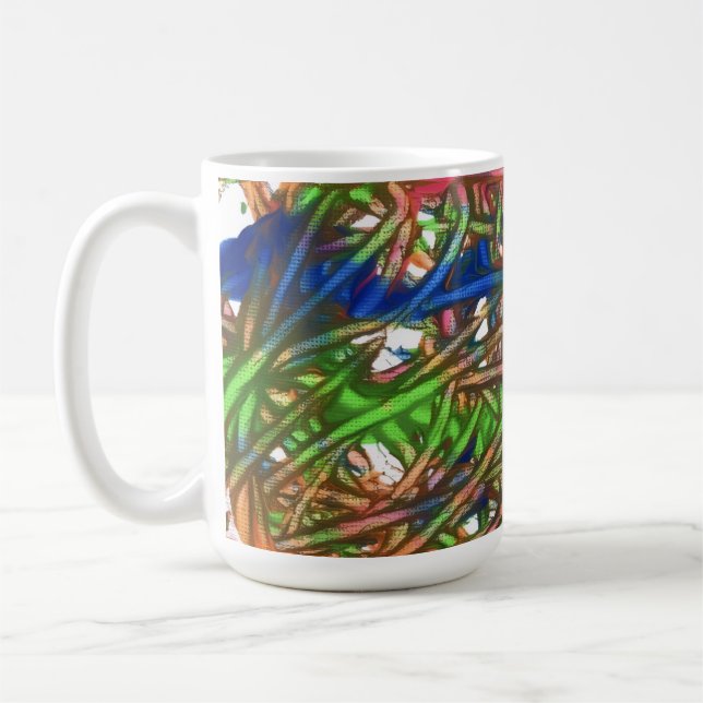 Mug Rose, Bleu, Vert, Orange, Œuvre d'art en marbre (Gauche)
