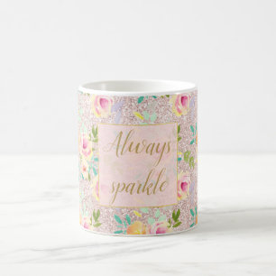 Mug Rose Blush Faux Parties scintillant Étincelle Flor