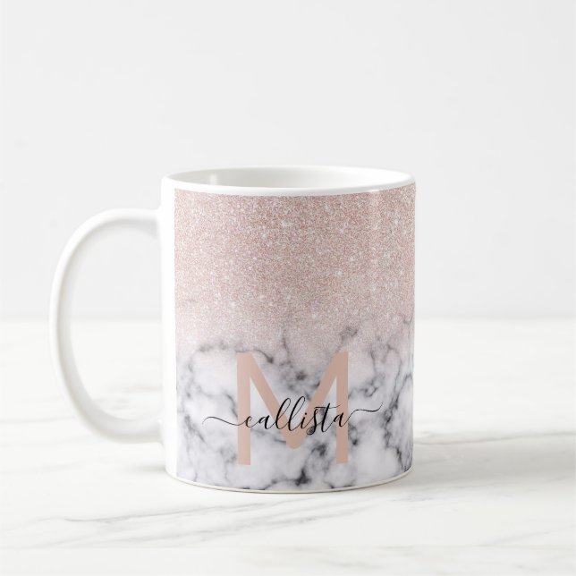 Mug Rose brillant Parties scintillant or  Marbre Ombre (Gauche)