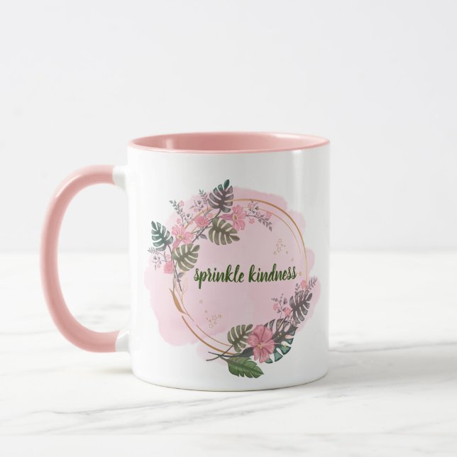 Mug Rose, cercle floral, motivation (Gauche)