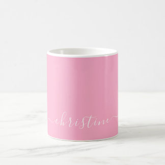 Mug Rose Chaud Clair Blanc Minimaliste Nom 015