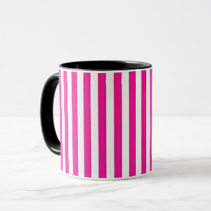 Mug Rose Chaud et Rayures Verticales Blanches Minimali